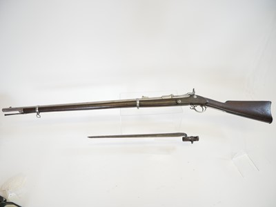 Lot 75 - US Trapdoor Springfield 50-70 rifle and bayonet.
