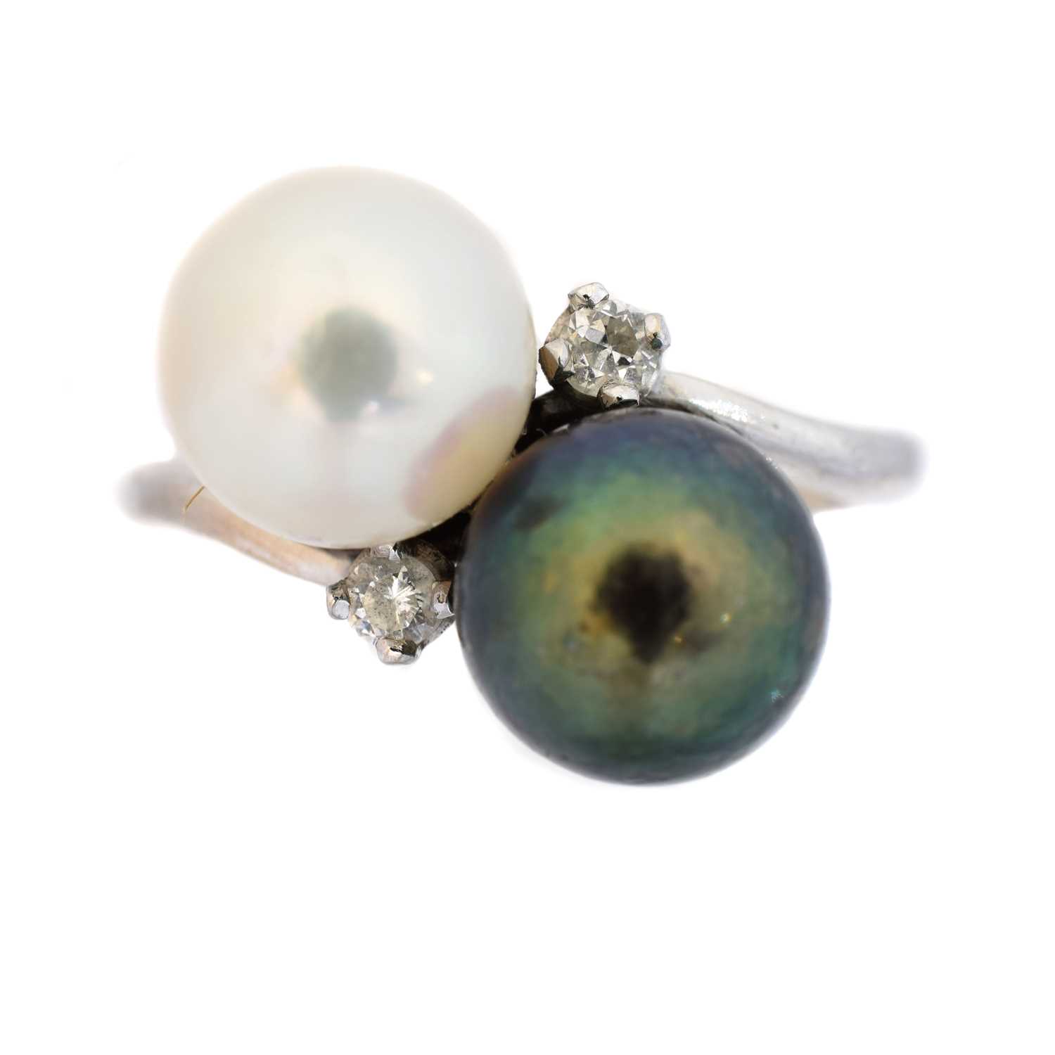 Lot 205 - A cultured pearl and diamond dress ring by Boodle & Dunthorne
