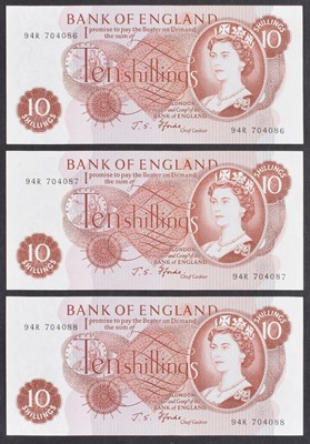 Lot 51 - Three consecutive Series "C" Portrait Issue (February 1967), Ten Shillings banknotes (3).