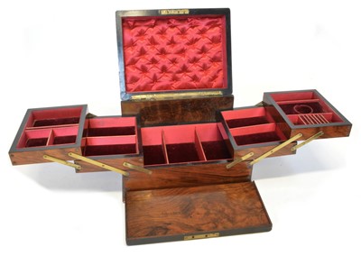 Lot 222 - Victorian walnut, ebony and brass jewellery box