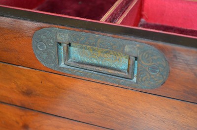 Lot 222 - Victorian walnut, ebony and brass jewellery box