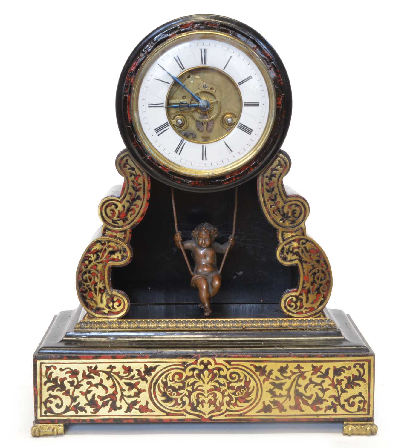 Lot 19th century French boulle swing pendulum mantel clock