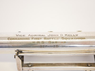 Lot 286 - HMS Barham, Vice Admiral Kelly torpedo / cigar case presentation.