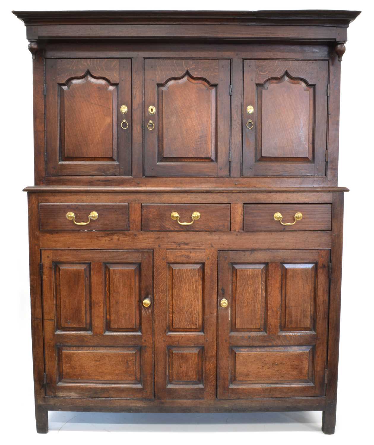 Lot 18th century oak court cupboard or cwpwrdd deuddarn