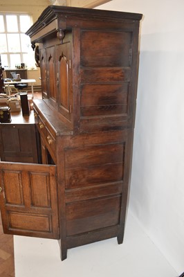 Lot 18th century oak court cupboard or cwpwrdd deuddarn