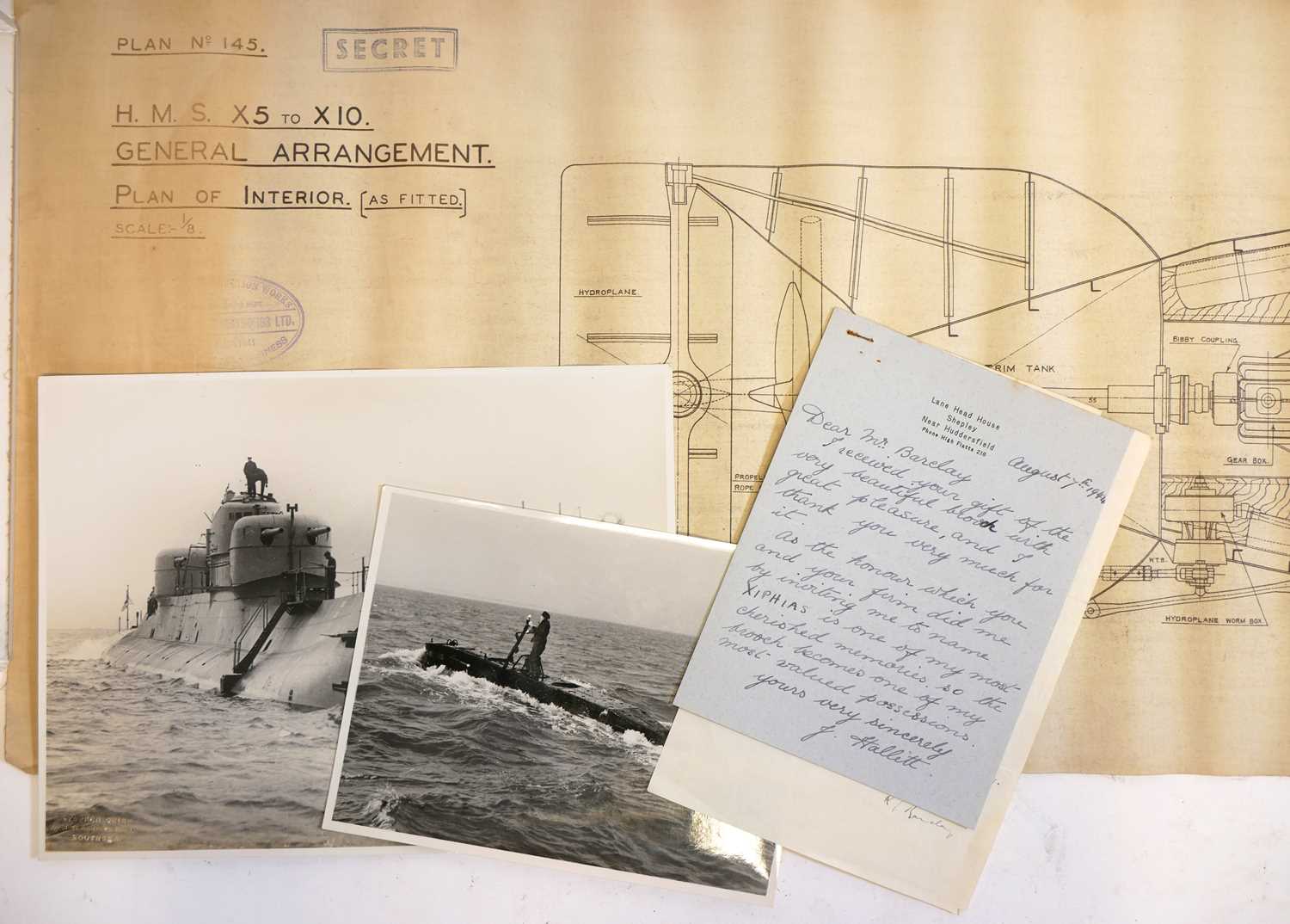 Lot 291 - Photos, plans, and documents relating to British X-Craft midget submarines. Vickers Armstrong, Barrow-in-Furness