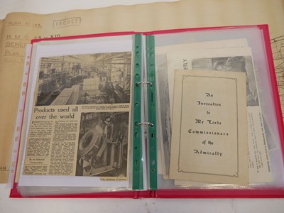 Lot 291 - Photos, plans, and documents relating to British X-Craft midget submarines. Vickers Armstrong, Barrow-in-Furness