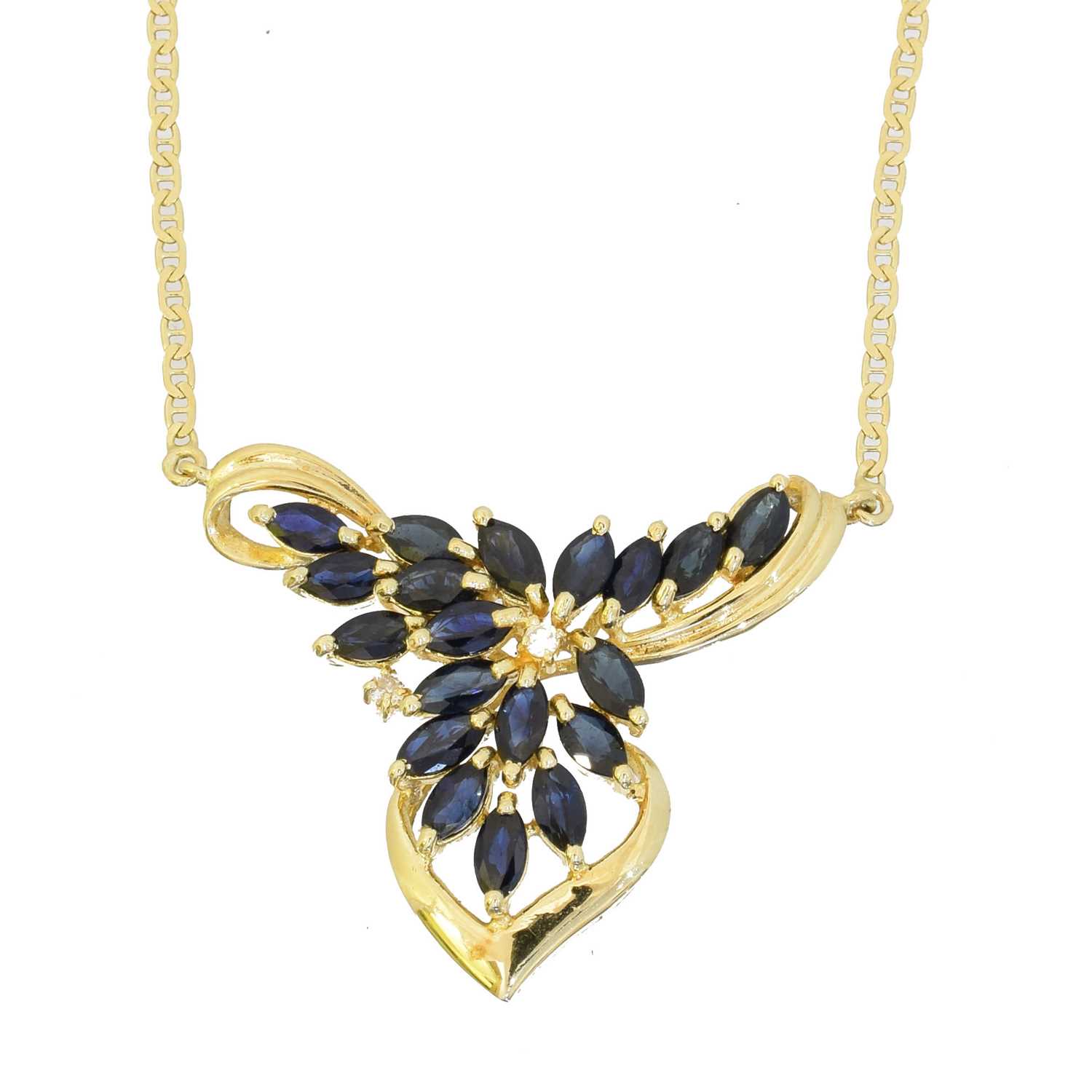 Lot 62 - An 18ct gold sapphire and diamond necklace