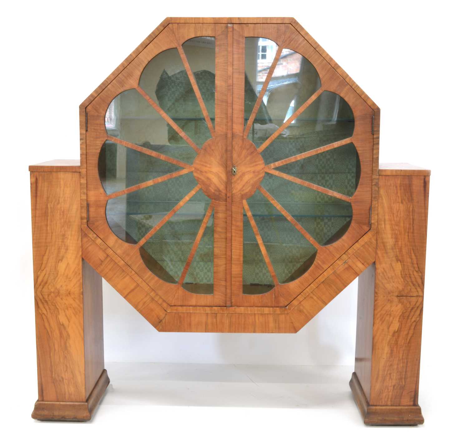 63 - Art Deco Walnut Display Cabinet