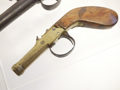 Lot 7 - Flintlock pocket pistol by R & M Redfern and a percussion pistol