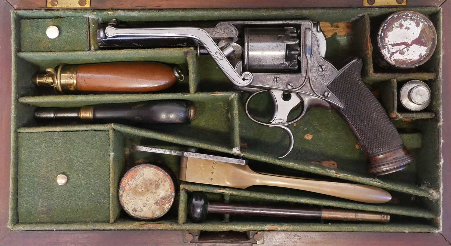 Lot 2 - Cased Samuel Nock percussion Tranter double trigger revolver