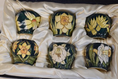Lot 23 - Boxed set of six Moorcroft 'Daffodil' pattern eggcups