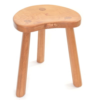 Lot 71 - Mouseman oak kidney-shaped calf stool