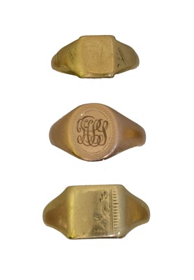 Lot 101 - Three 9ct gold signet rings