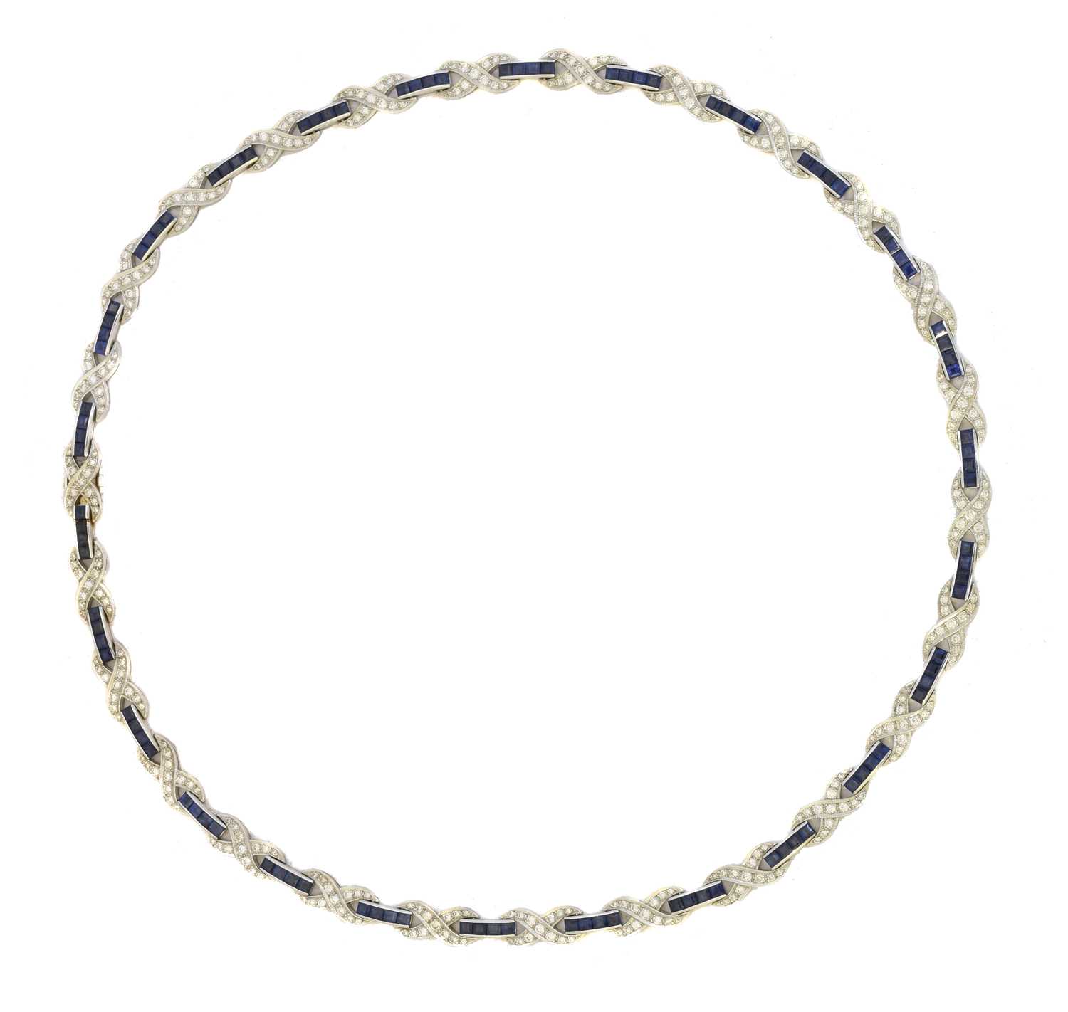 Lot 70 - An 18ct gold sapphire and diamond necklace by Fred Ullmann