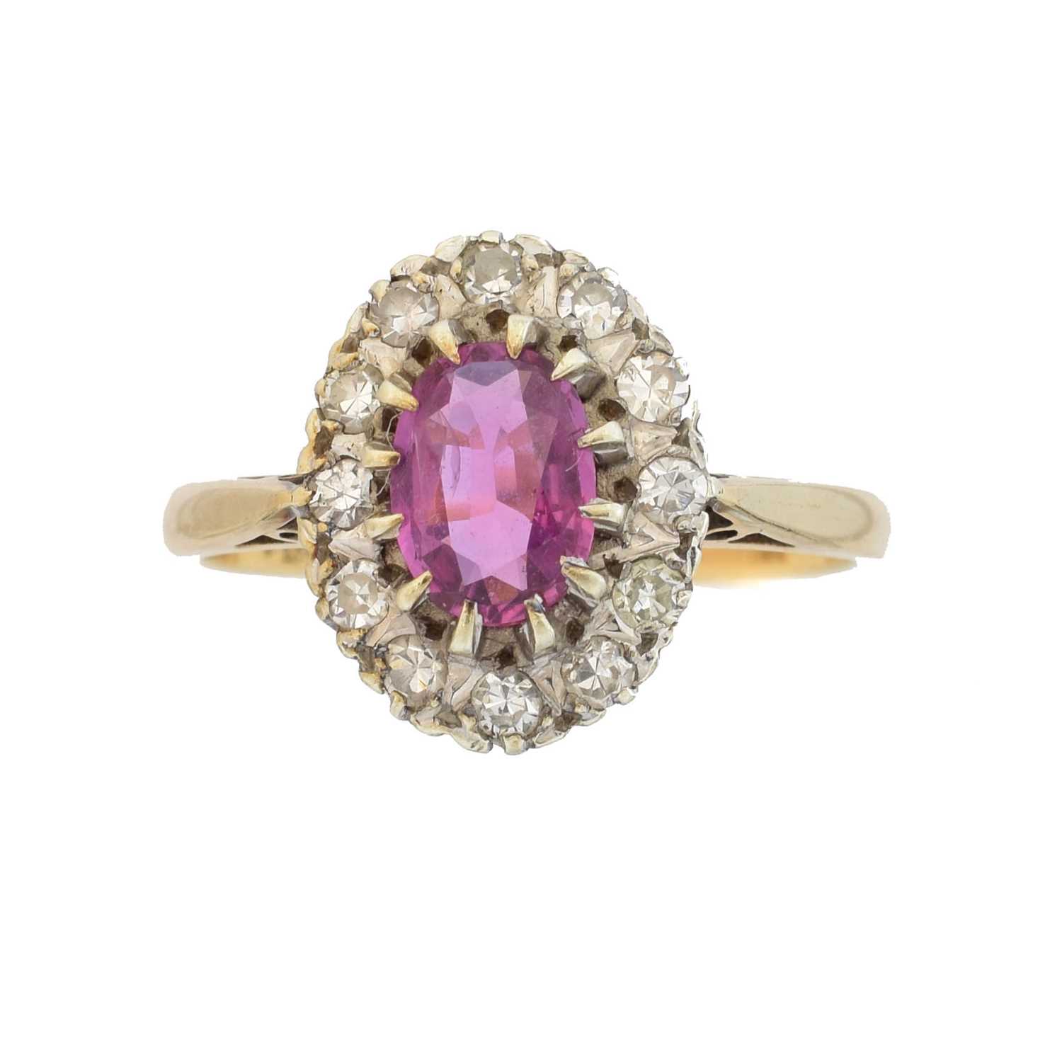 Lot 99 - A 9ct gold ruby and diamond cluster ring