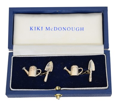 Lot 179 - A pair of silver cufflinks by Kiki McDonough