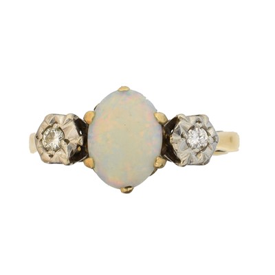 Lot 80 - An opal and diamond three stone ring