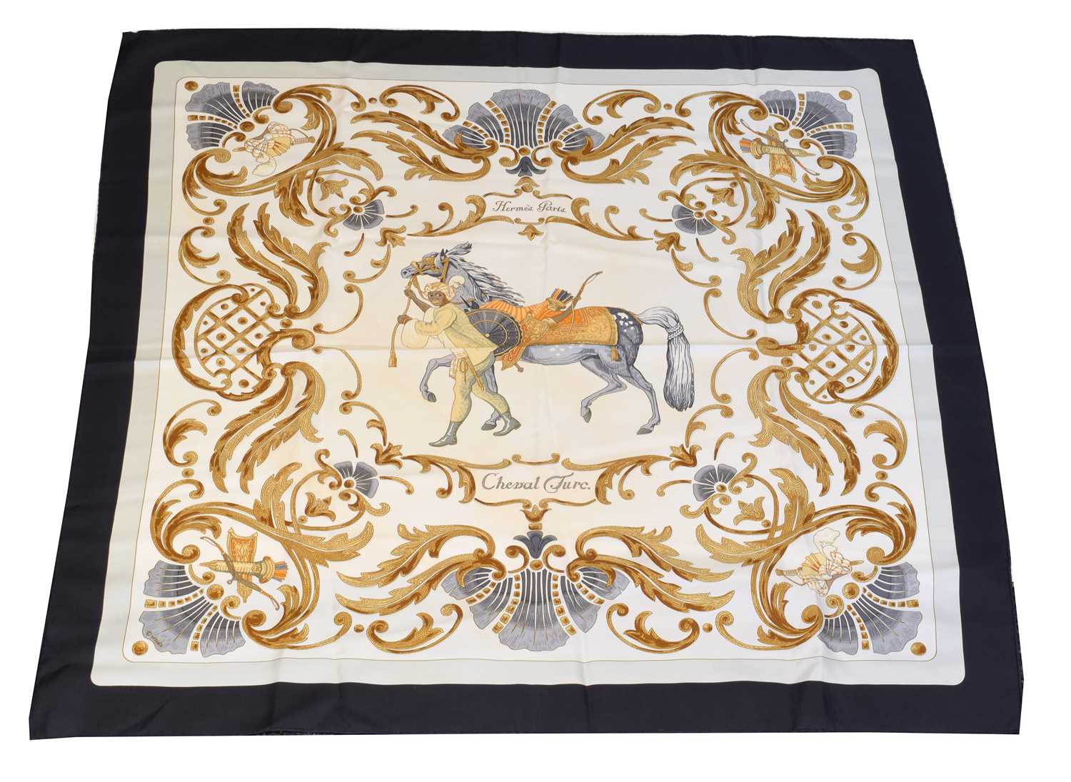 Lot 23 - A Hermès "Cheval Turc" silk scarf by Christiane Vauzelles