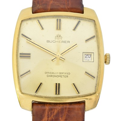 Lot 190 - An 18ct gold Bucherer automatic chronometer wristwatch