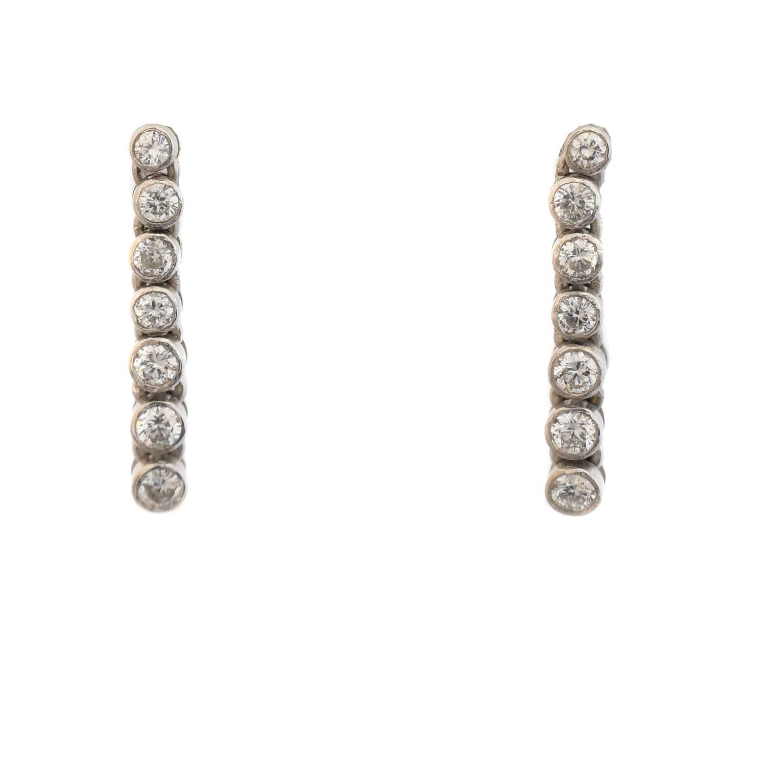 Lot 35 - A pair of 18ct gold diamond earrings