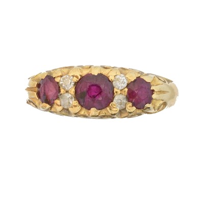 Lot 92 - A Victorian 18ct gold ruby and diamond dress ring