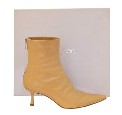 Lot 26 - A pair of Jimmy Choo tan leather heeled ankle boots