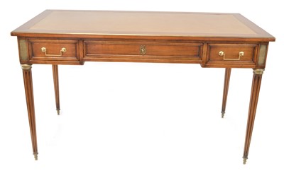 Lot 338 - Early 20th century French Louis XVI style sycamore and gilt brass mounted writing table
