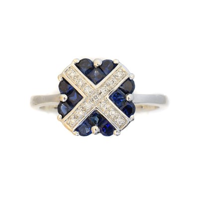 Lot 88 - An 18ct gold sapphire and diamond dress ring