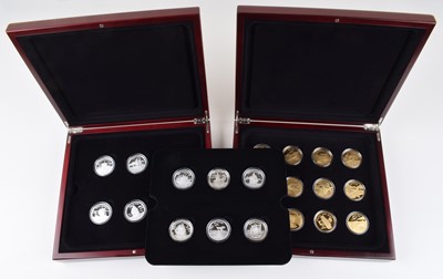 Lot 34 - Two cased Aircraft and Shipping Silver Proof Coin Collections, Solomon Islands.