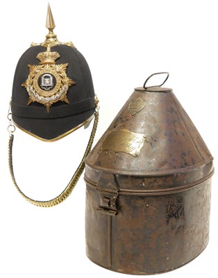 Lot 144 - Victorian blue cloth helmet, with The Suffolk...