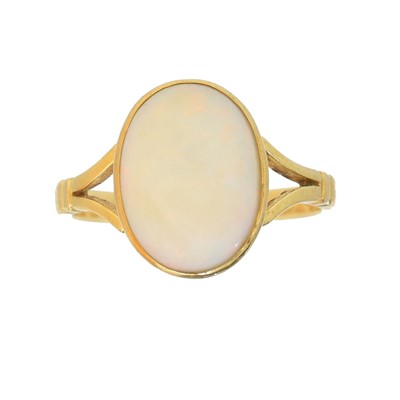 Lot 137 - An 18ct gold opal dress ring