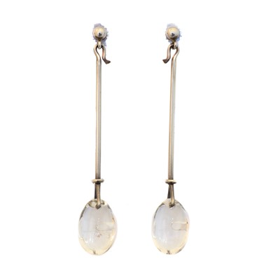 Lot 42 - A pair of silver Georg Jensen 'Dew Drop' earrings