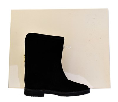 Lot 27 - A pair of Jimmy Choo black suede ankle boots