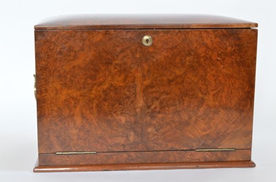 Lot Victorian burr walnut stationery writing box