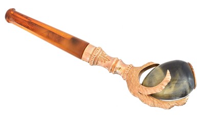 Lot 184 - An amber and hawk's eye pipe