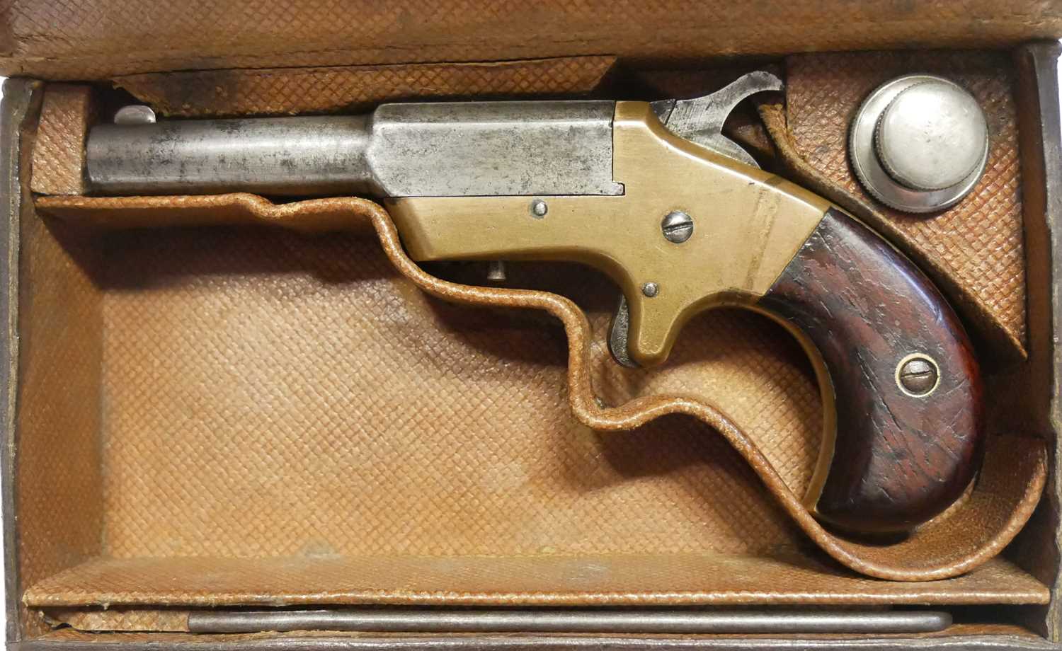 Lot 11 - Cased J.M. Marlin 'OK' 30 calibre Derringer...