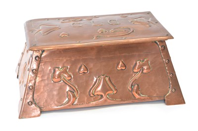 Lot 65 - Arts & Crafts hammered copper casket