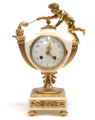 Lot 223 - Late 19th century French alabaster and gilt-bronze mounted mantle clock