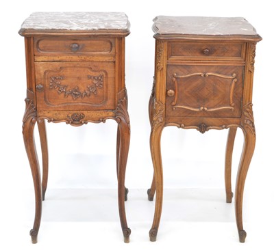Lot Matched pair of late 19th century French walnut bedside cabinets