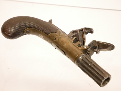 Lot 15 - Flintlock pocket pistol by Rawlins of London,...