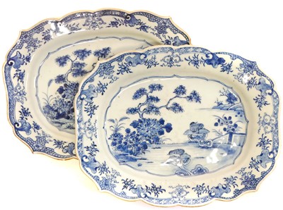 Lot 130 - Two small Chinese export meat platters (2).