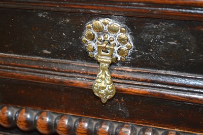 Lot 269 - A late 17th century oak geometric moulded chest of drawers.
