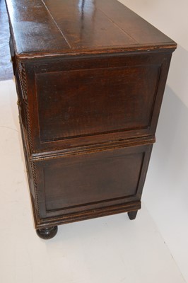 Lot 269 - A late 17th century oak geometric moulded chest of drawers.