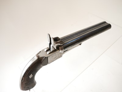 Lot 8 - Belgian 24 bore double barrel pinfire pistol,...