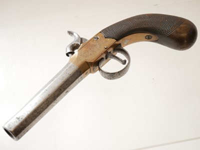 Lot 10 - Percussion pocket pistol, with 60 bore...