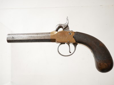 Lot 10 - Percussion pocket pistol, with 60 bore...