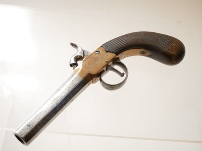 Lot 10 - Percussion pocket pistol, with 60 bore...