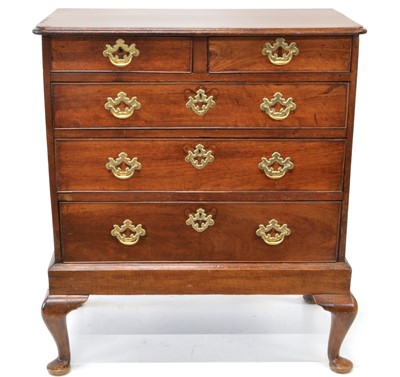 Lot George III and later walnut chest of drawers