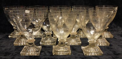 Lot 128 - Set of twelve late Georgian / early Victorian glass rummers